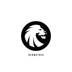 黑白幾何獅子頭標誌在圓圈內，下方有geometric文字。