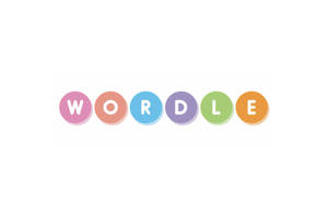 在白色背景上拼寫WORDLE的彩色圓形字母。