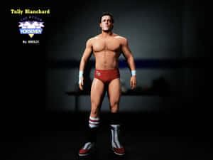 摔角手 Tully Blanchard 穿著紅色短褲和靴子在黑暗的攝影棚中擺姿勢。 — 模特兒 GIF 壁紙