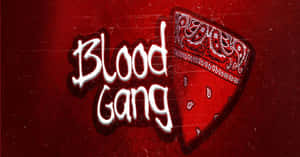 紅色頭巾帶白色佩斯利花紋，旁邊是「Blood Gang」塗鴉文字，背景為深紅色。