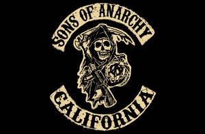 Sons of Anarchy California標誌，死神手持步槍和骷髏頭。