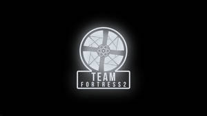Team Fortress 2 標誌在黑色背景上發出白光