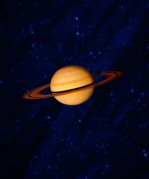 土星及其光環在星空中發光