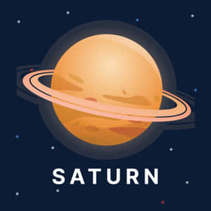 帶有光環的行星土星，在太空中標有文字。 — iPad Pro M4 壁紙