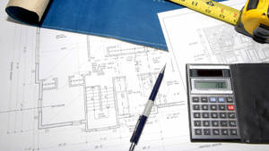 用於家居設計和規劃的藍圖和建築工具。