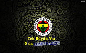 Fenerbahçe Spor Kulübü 標誌及標語在華麗的金色背景上。