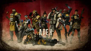 身穿戰鬥裝備的Apex Legends角色為團隊照片擺姿勢。