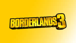 在黃色漸變背景上以粗體金色3D文字呈現的Borderlands 3遊戲標誌 — Studio Display 壁紙