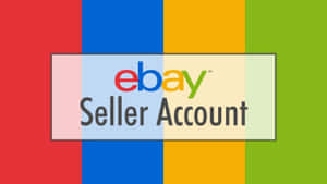 Ebay賣家帳戶標誌在彩色條紋背景上。