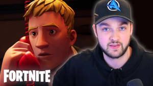 一個玩家對一個拿著紅色電話嘅Fortnite角色作出反應。