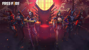 六個動漫風格的武士戰士，身著精細盔甲，在熾熱的紅日下持劍。
