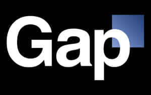 Gap 標誌，白色文字和藍色正方形在黑色背景上
