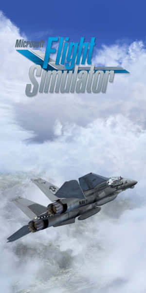 海軍戰鬥機在 Microsoft Flight Simulator 遊戲中飛越雲層。 — 18:9 壁紙