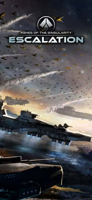 未來戰艦和戰鬥機在發光行星上空進行太空戰鬥。