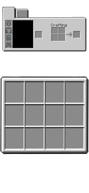 Minecraft 合成畫面，帶有庫存網格和合成台