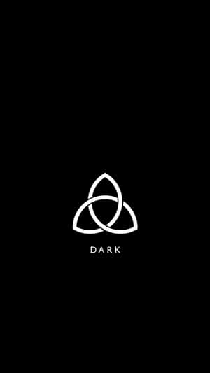 白色三曲線符號和單詞 dark 在黑色背景上