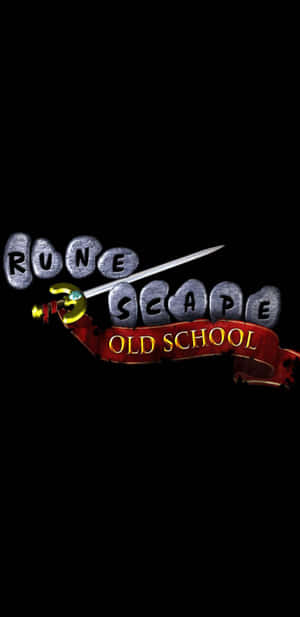 RuneScape Old School 標誌，劍穿過石頭字母，黑色背景
