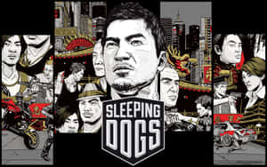 《Sleeping Dogs》遊戲海報，以漫畫風格呈現角色與動作場景。 — 香港 壁紙