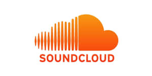 SoundCloud 標誌，帶有橙色雲朵和聲波設計。