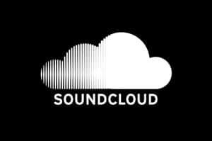 帶有聲波設計的 SoundCloud 標誌，位於黑色背景上 — 省電 壁紙