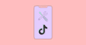 智能手機屏幕顯示TikTok標誌和交叉工具，背景為粉紅色。 — TikTok GIF 壁紙