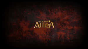 深紅色皮革紋理背景上嘅 Total War Attila 遊戲標誌