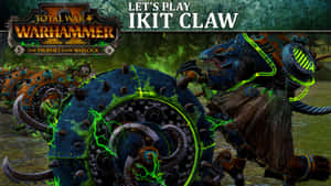 Warhammer Total War 遊戲場景，沼澤中的機械怪獸與騎手。