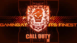 《Call of Duty Black Ops III》標誌，在深色背景上帶有骷髏頭和橙色文字。 — 使命召喚黑色行動4 壁紙