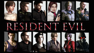十個 Resident Evil 電子遊戲角色以肖像風格呈現，表情嚴肅。