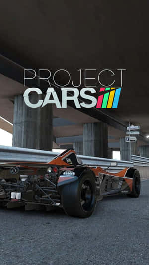 賽車在Project Cars遊戲中於混凝土天橋下飛馳。 — 9:16 壁紙