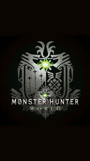 Monster Hunter World 遊戲標誌，帶有發光的綠色星星和銀色部落設計。