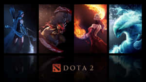 六位 Dota 2 英雄在黑暗奇幻藝術中各自揮舞元素力量。
