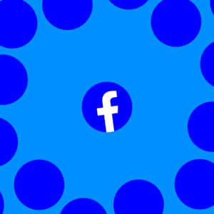 Facebook標誌居中於藍色圓點之間，背景為藍色。
