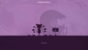 來自 Undertale 的 Muffet 站在一個巨大的蜘蛛影子前，影子舉著一個 Up Next 標牌。