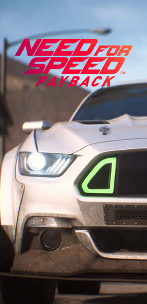 白色賽車，帶有發光綠色格柵和 Need for Speed Payback 標誌。