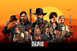 《Red Dead Redemption II》遊戲角色在戲劇性的西部日落場景中。