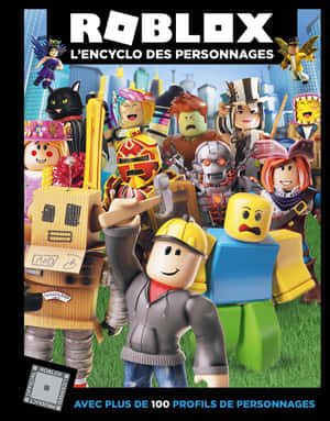 Roblox 角色百科全書封面，展示各種方塊造型的虛擬角色穿著都市服裝。