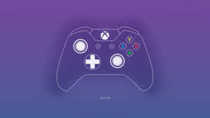 白色輪廓Xbox One手掣在紫色藍色漸變背景上