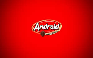 Android標誌與朱古力棒圖標在紅色背景上 — 安卓 壁紙