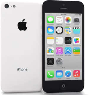 白色 iPhone 5c 正面屏幕顯示 iOS 應用程式，背面有 Apple 標誌。 — Galaxy Z Flip7 FE 壁紙