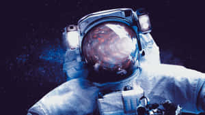 太空人身穿太空衣，在繁星點點的宇宙背景下漂浮，頭盔發出閃爍的反射光。