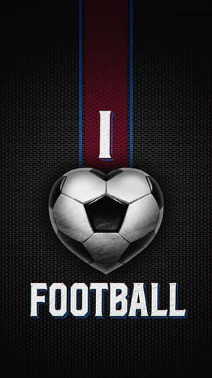 心形足球，深色背景上帶有 I love football 文字 — iPhone 7 壁紙