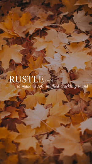 落下的楓葉上疊加著rustle一詞。