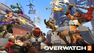 Overwatch 2角色使用能量武器和未來主義結構進行戰鬥。 — 鬥陣特攻 GIF 壁紙