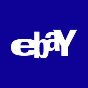 藍色背景上的白色eBay標誌