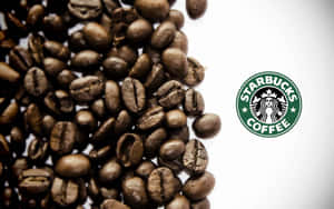 Starbucks咖啡豆和標誌在白色背景上