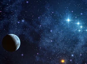 深藍色太空場景中的月亮和明亮的星星。 — 星際大戰 壁紙