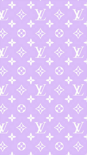 薰衣草背景搭配白色 Louis Vuitton 字母組合圖案。 — 紫色美學 壁紙