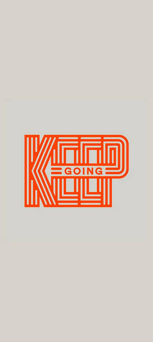 橙色幾何文字在淺灰色背景上寫著 keep going — Pixel 11 壁紙