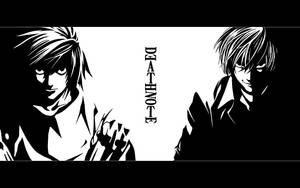 兩個黑白動漫角色相對，帶有「Death Note」文字。